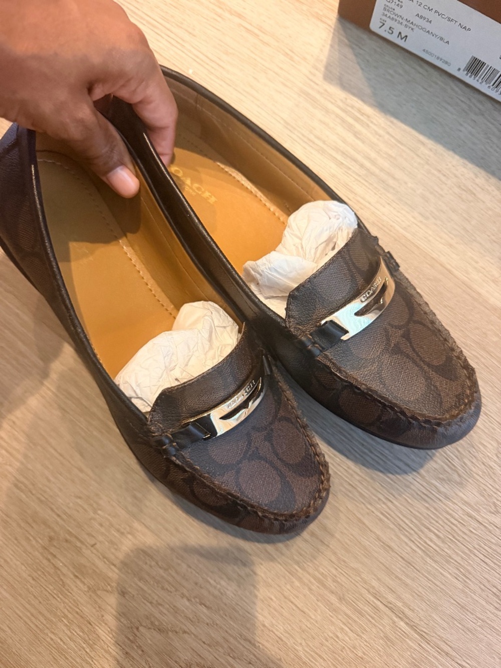 Coach Olympia Signature Brown Mahogany Loafers Size 7.5